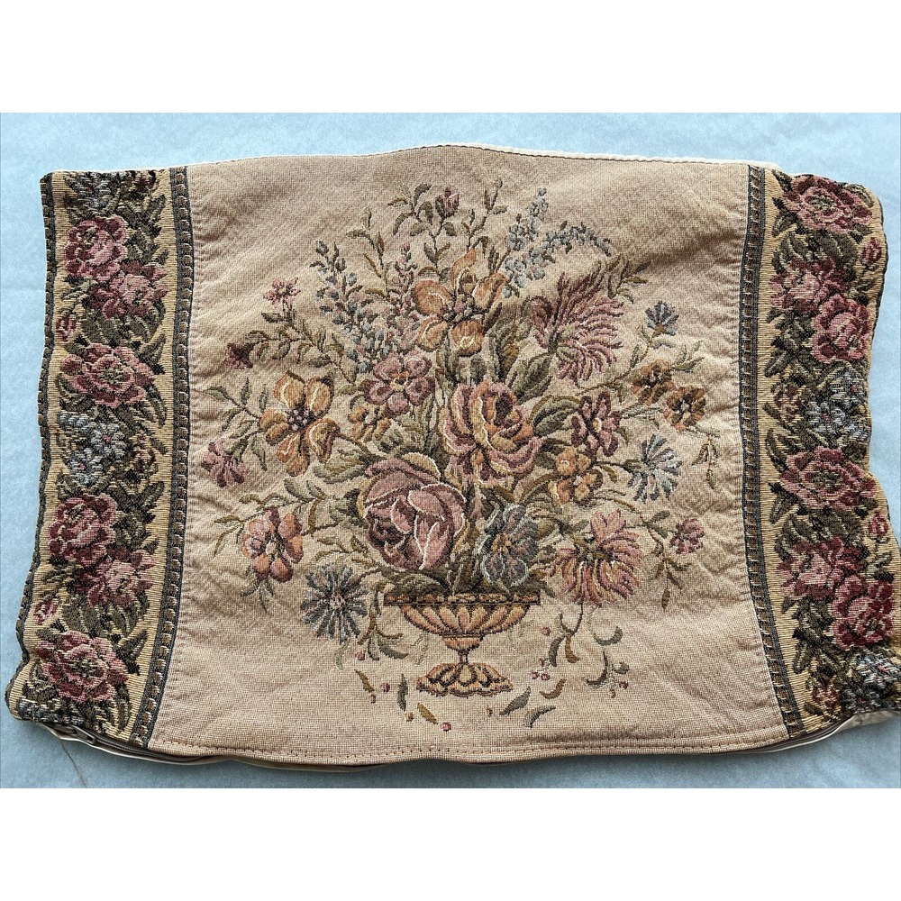 Tissages D’Art De Lys Pillow Sham Tapestry Made in France Flower Bouquet Floral